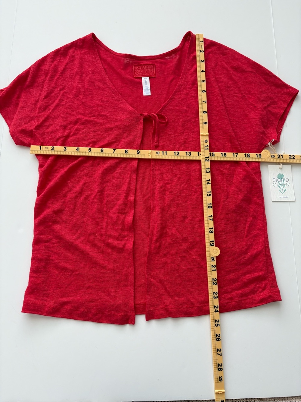 Sigrid Olsen Linen 2 Piece Set Tank Top Open Front Cardigan Red NWT Size S - Picture 10 of 12